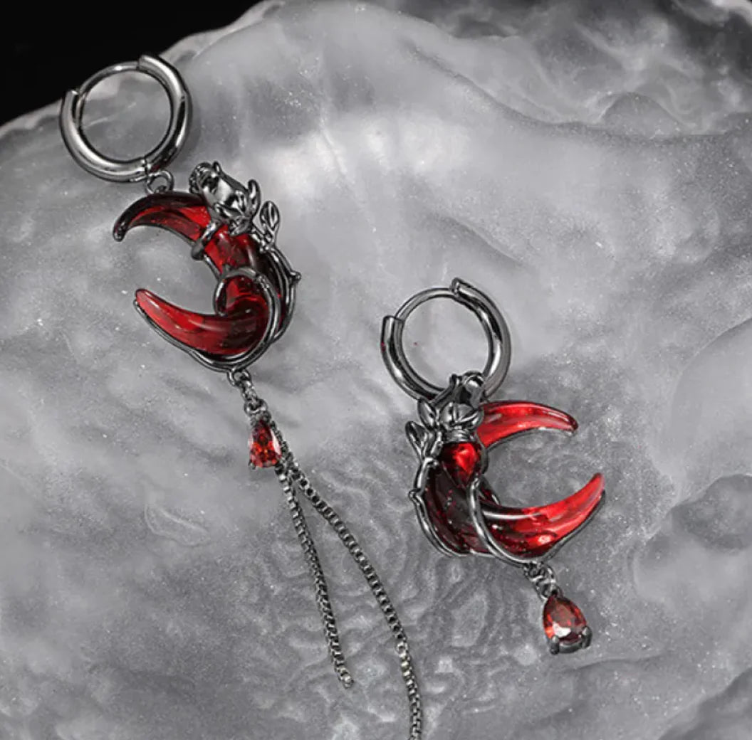 Women's Scarlet Twilight Tassel Earrings – Celestial Bloom Elegance